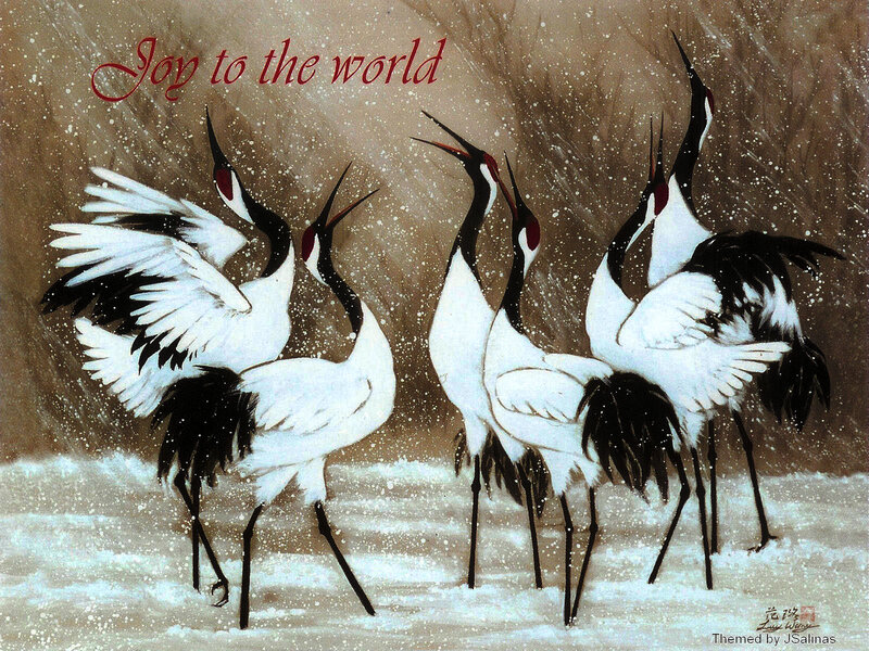 Cranes in Snow — White