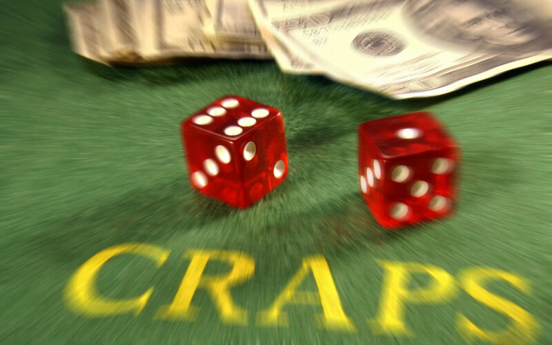 Craps game with dice and money