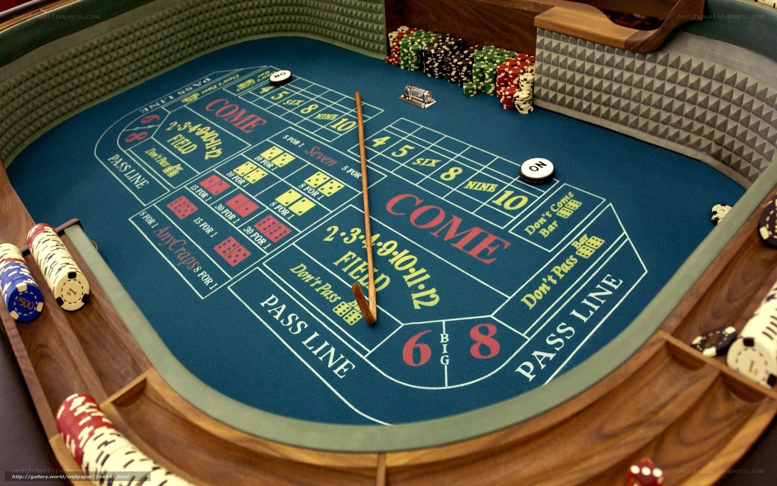Craps table with chips