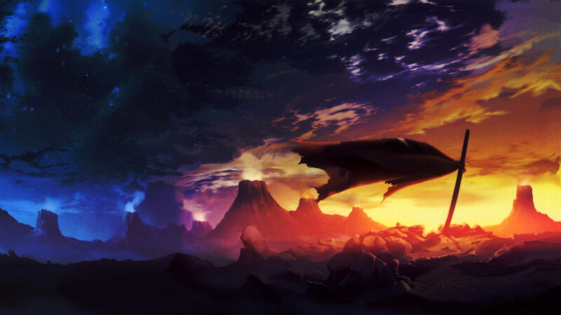 Crashed Aircraft on Alien Planet — Blue, Dramatic