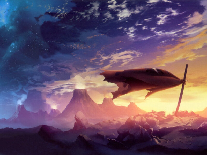 crashed aircraft on alien planet