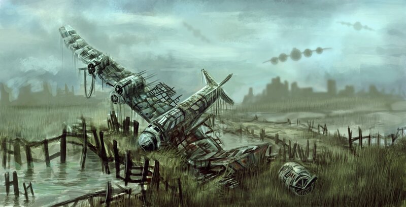 Crashed Airplane in a Marsh