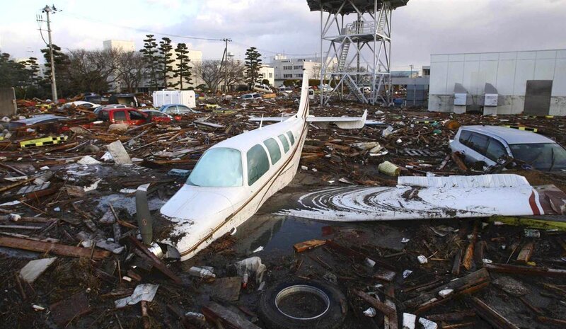 Crashed Airplane in Debris