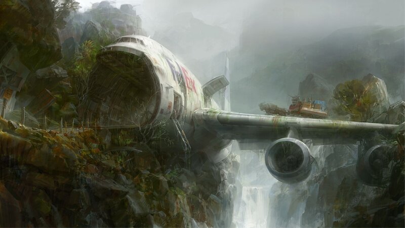 Crashed Airplane in Jungle — Green