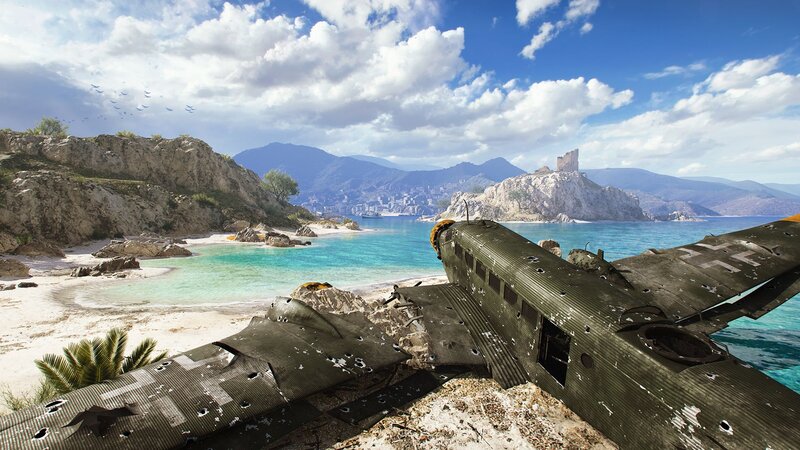 Crashed Airplane on Beach
