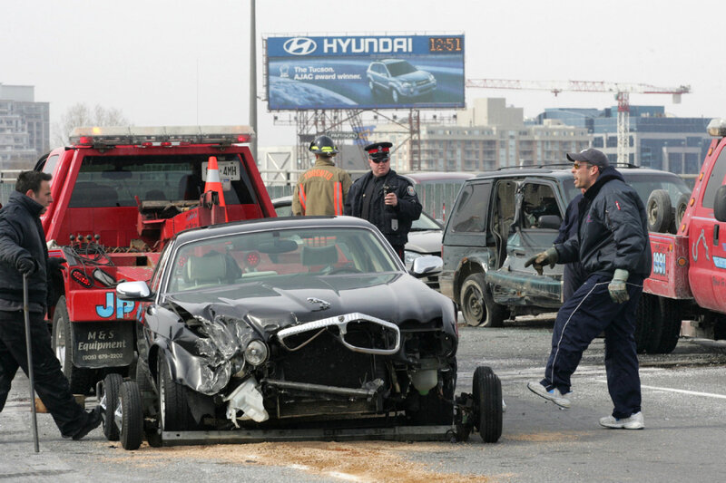 Crashed Black Car