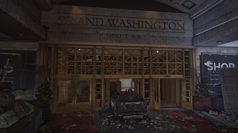 Crashed Car in Hotel Lobby