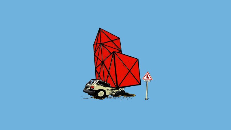 Crashed Car with Red Object