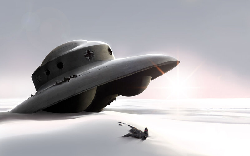 Crashed Flying Saucer — Gray