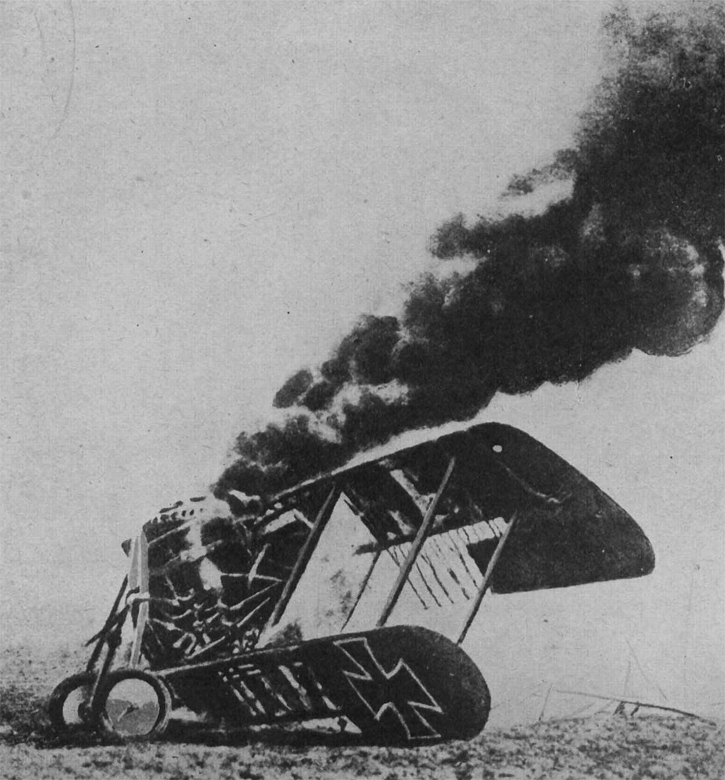 Crashed German biplane