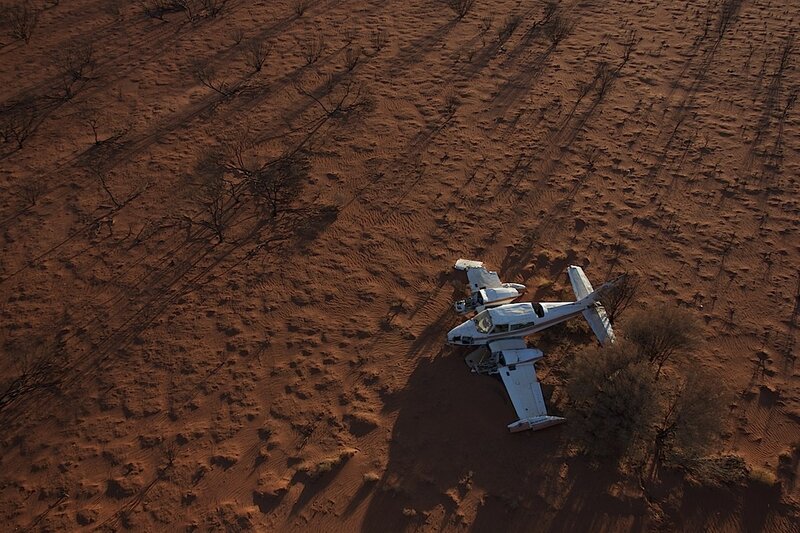 Crashed plane in desert
