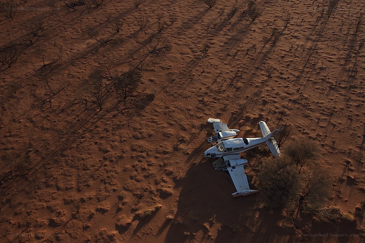 Crashed plane in desert