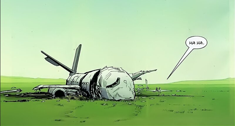 crashed plane in field