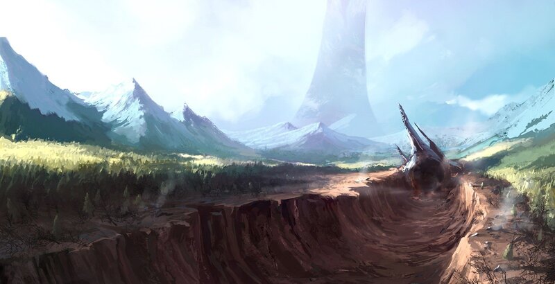 Crashed Ship in Canyon