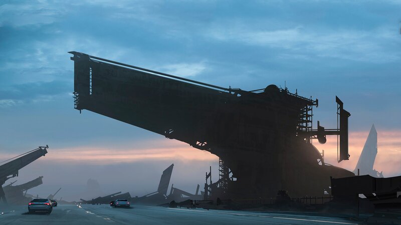 Crashed Spacecraft Wreckage — Blue