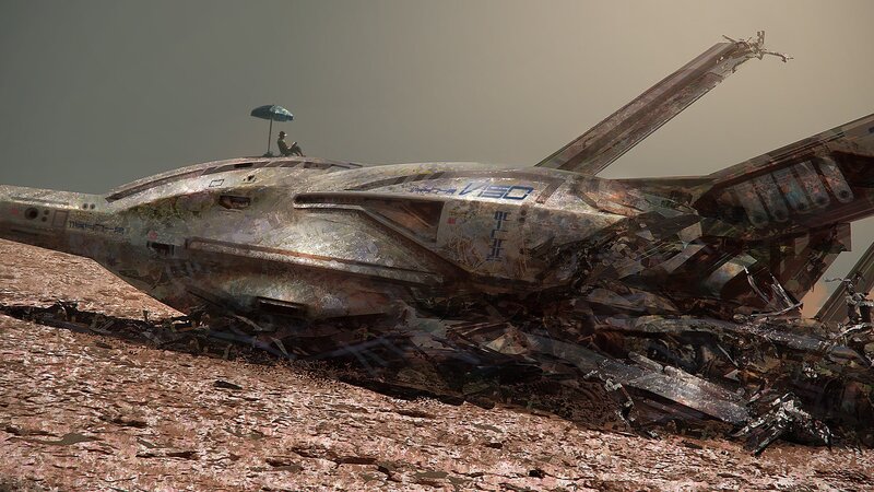 Crashed Spaceship — Brown, Desolate