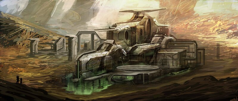 Crashed Spaceship — Brown, Dramatic