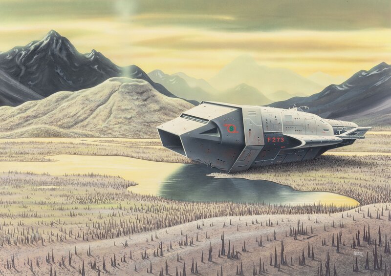 Crashed Spaceship — Gray, Dramatic