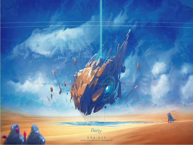 Crashed Spaceship in Desert — Blue