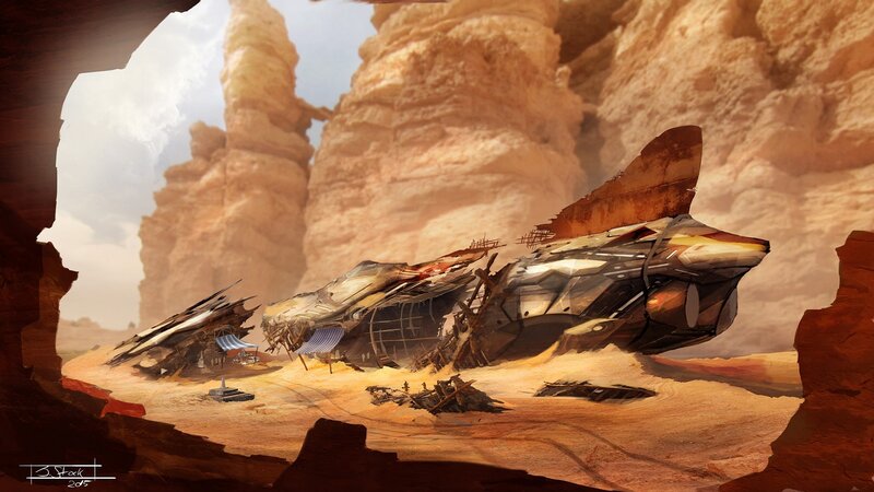 Crashed Spaceship in Desert