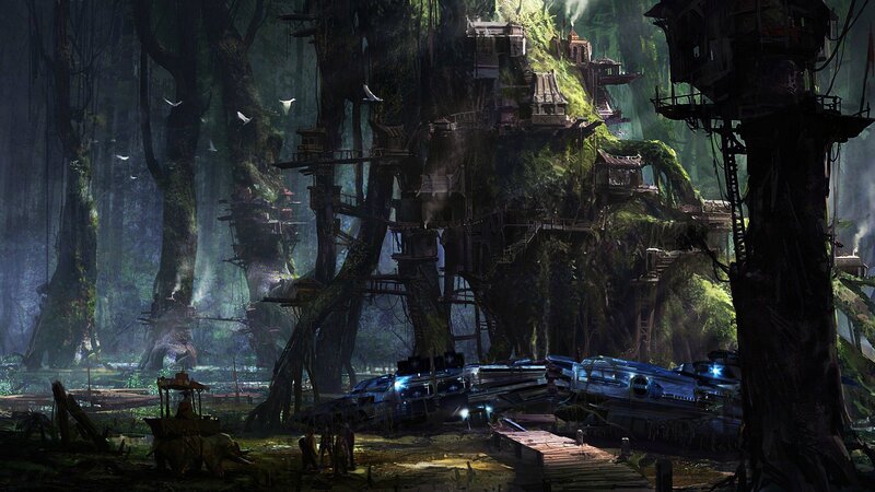 Crashed Spaceship in Jungle — Green