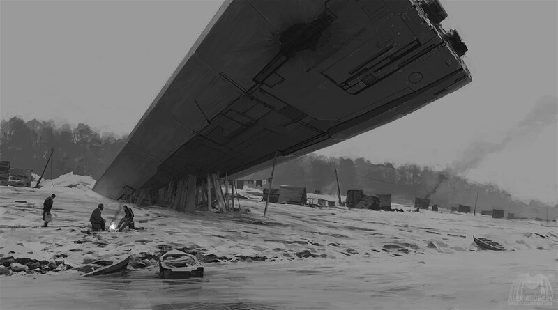 Crashed Spaceship in Snow