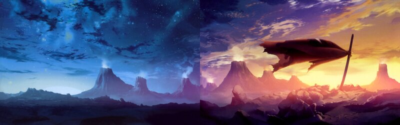 Crashed Spaceship on Alien Planet — Blue, Dramatic
