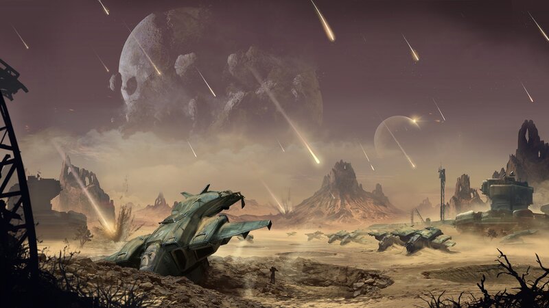 Crashed Spaceship on Alien Planet — Brown