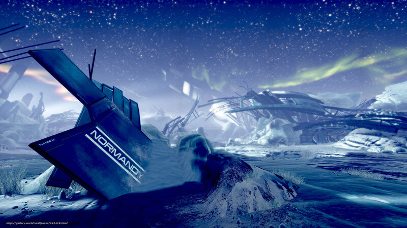 Crashed spaceship on alien planet