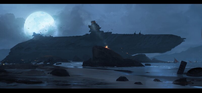 Crashed Spaceship on Beach