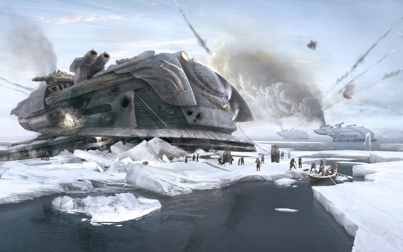 Crashed Spaceship on Ice — White