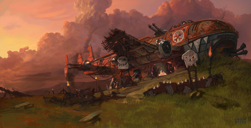 Crashed warplane in wasteland