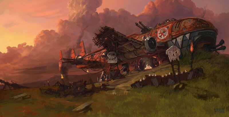 Crashed Warplane on Hill — Orange, Dramatic