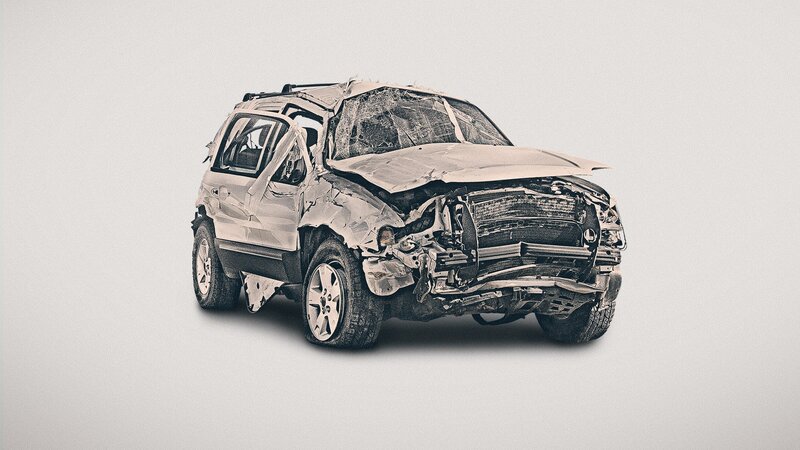 Crashed White SUV