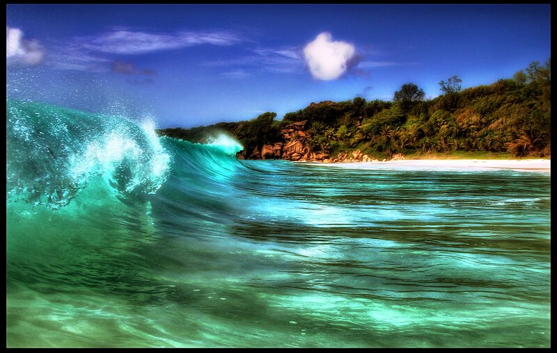 Crashing Ocean Wave — Blue, Dramatic, Afternoon, Photograph, Beach