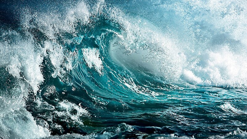 Crashing Ocean Wave — Blue, Dramatic, Photograph, Sea