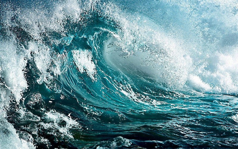 Crashing Ocean Wave — Blue, Dynamic, Photograph