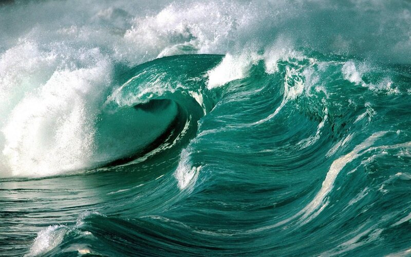 Crashing Ocean Wave — Teal, Dramatic, Photograph