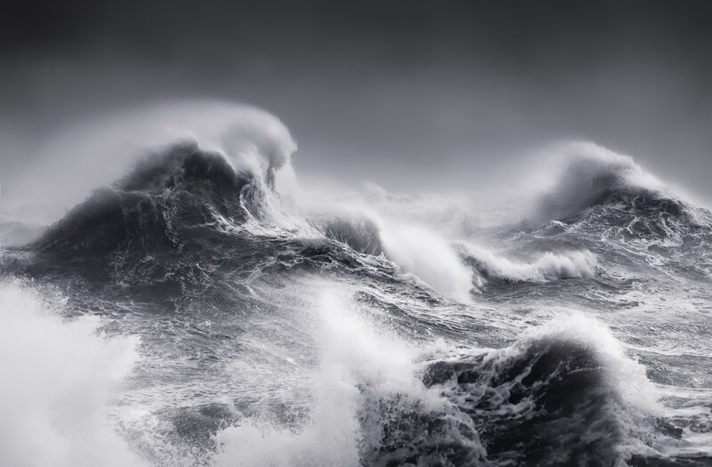 Crashing Ocean Waves — Black