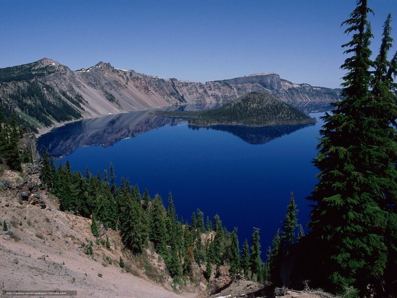Crater Lake and Mountain — Blue