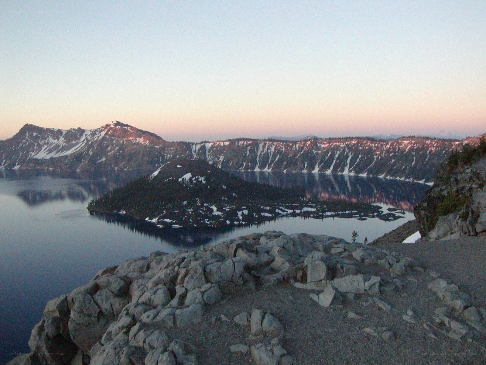 Crater Lake at dusk