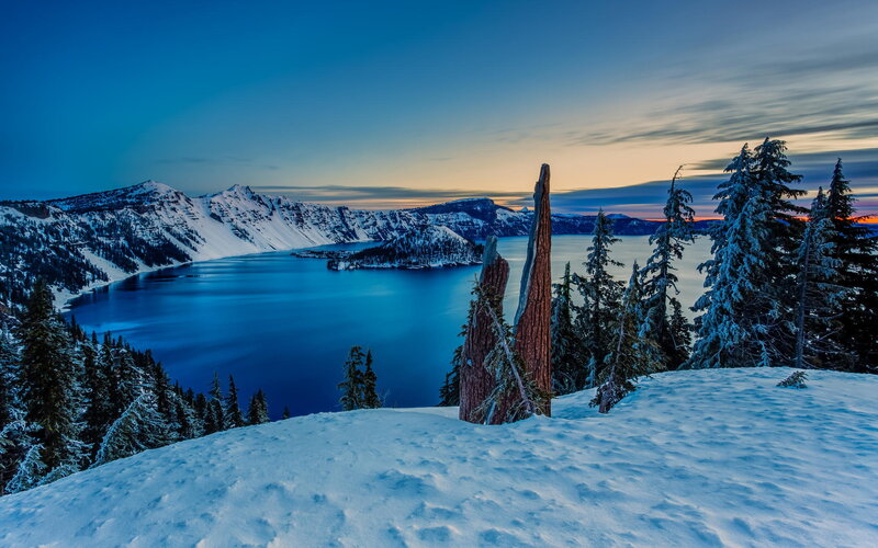 Crater Lake at Dusk — Blue, Serene
