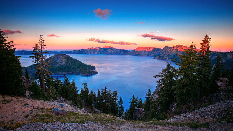 Crater Lake at Dusk — Blue