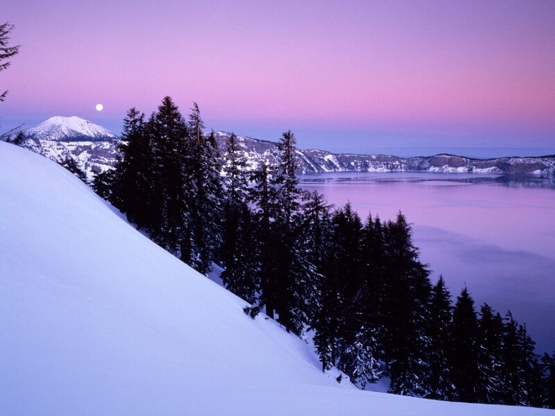 Crater Lake at Dusk — Purple, Serene