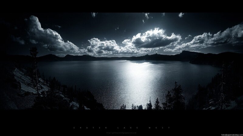 Crater Lake at Night — Black, Dramatic