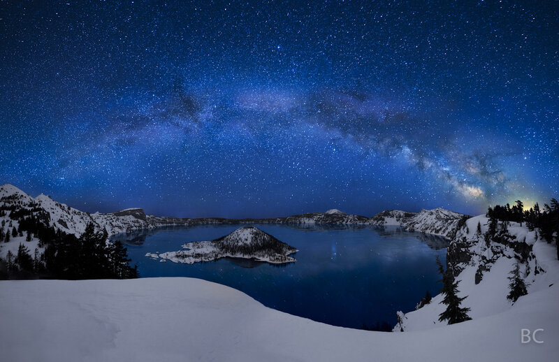 Crater Lake at Night — Blue