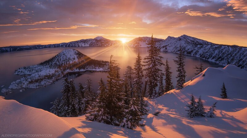 Crater Lake at Sunrise — Orange