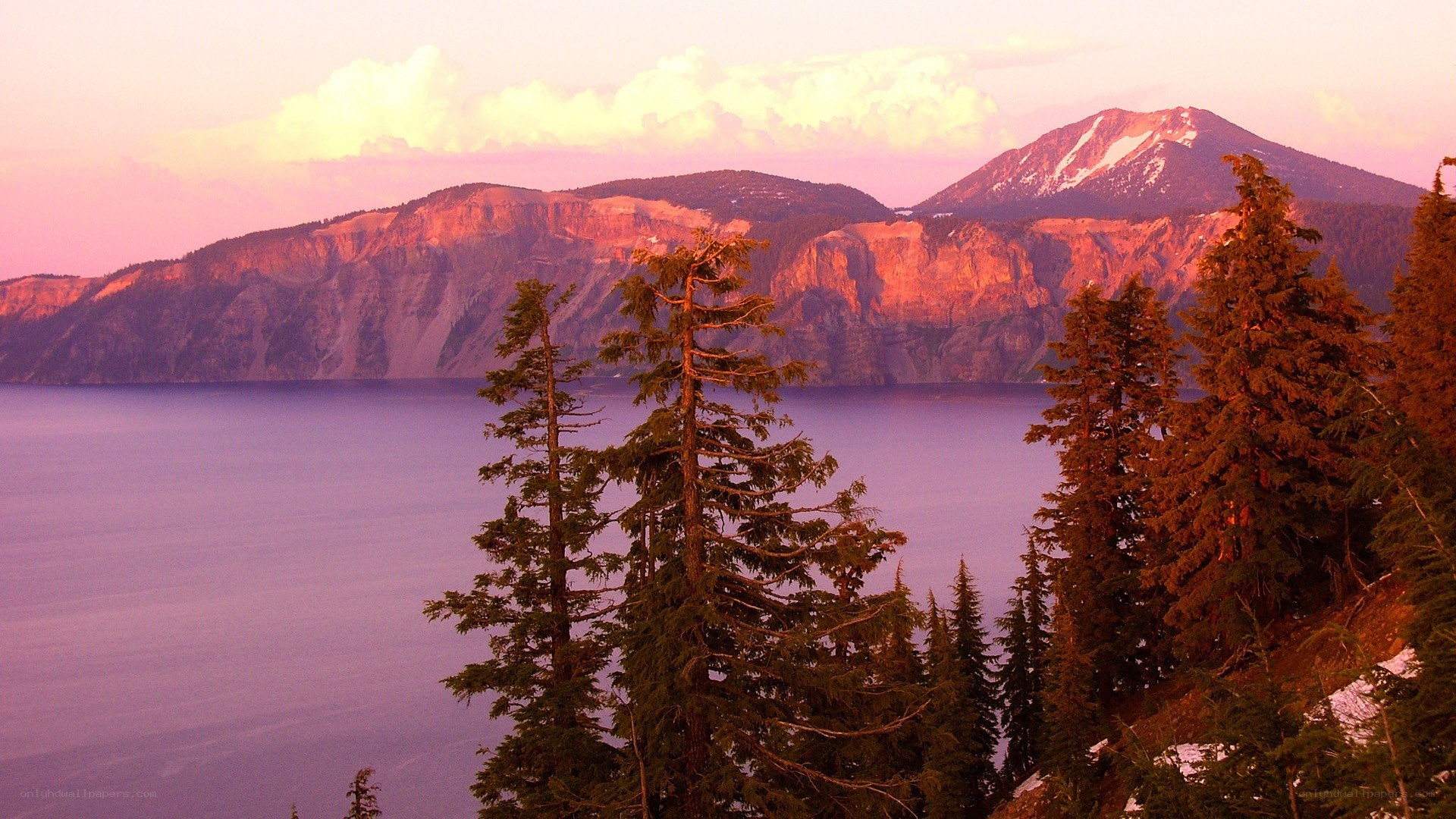 Crater Lake at sunset