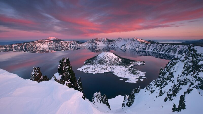 Crater Lake at sunset