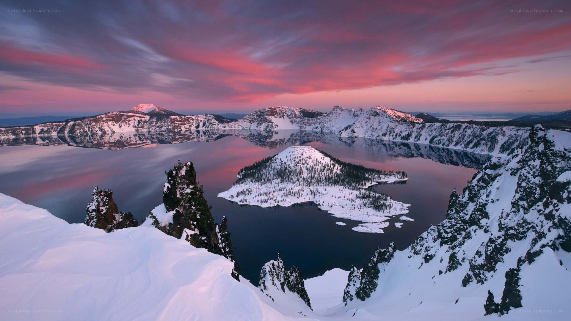 Crater Lake at sunset